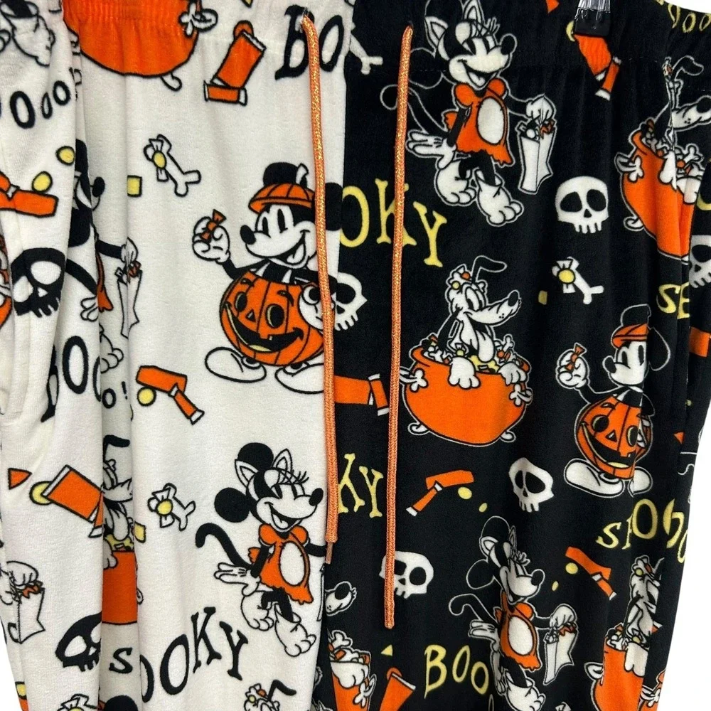 Disney Mickey Minnie Halloween‎ Fleece Pajama Pants L Spooky Cozy Loungewear - Picture 3 of 9